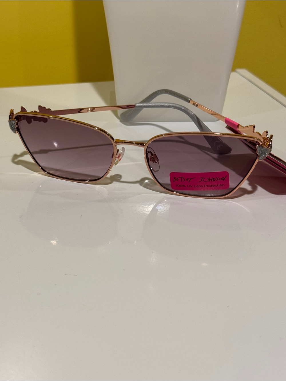 Betsey Johnson Pink & Gold Cat-Eye Sunglasses